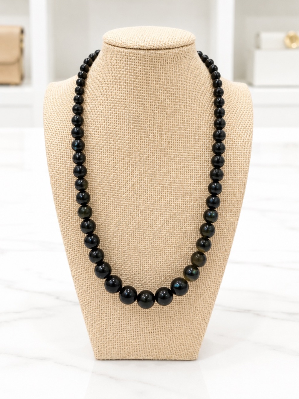 Black Beaded Necklace-New